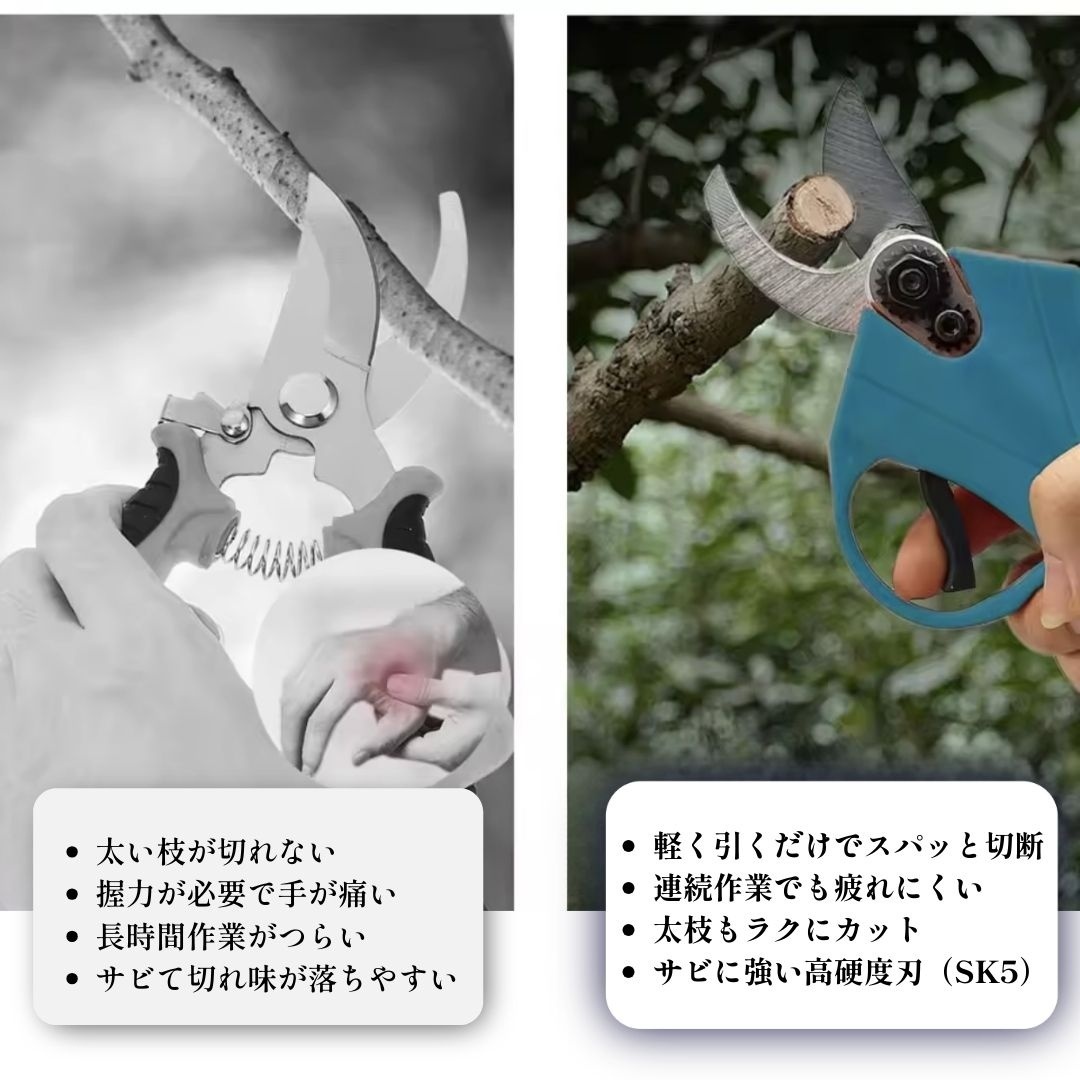 剪定ばさみ マキタ互換 18V 充電式 コードレス 電動バサミ 電動ハサミ 剪定ハサミ 剪定バサミ