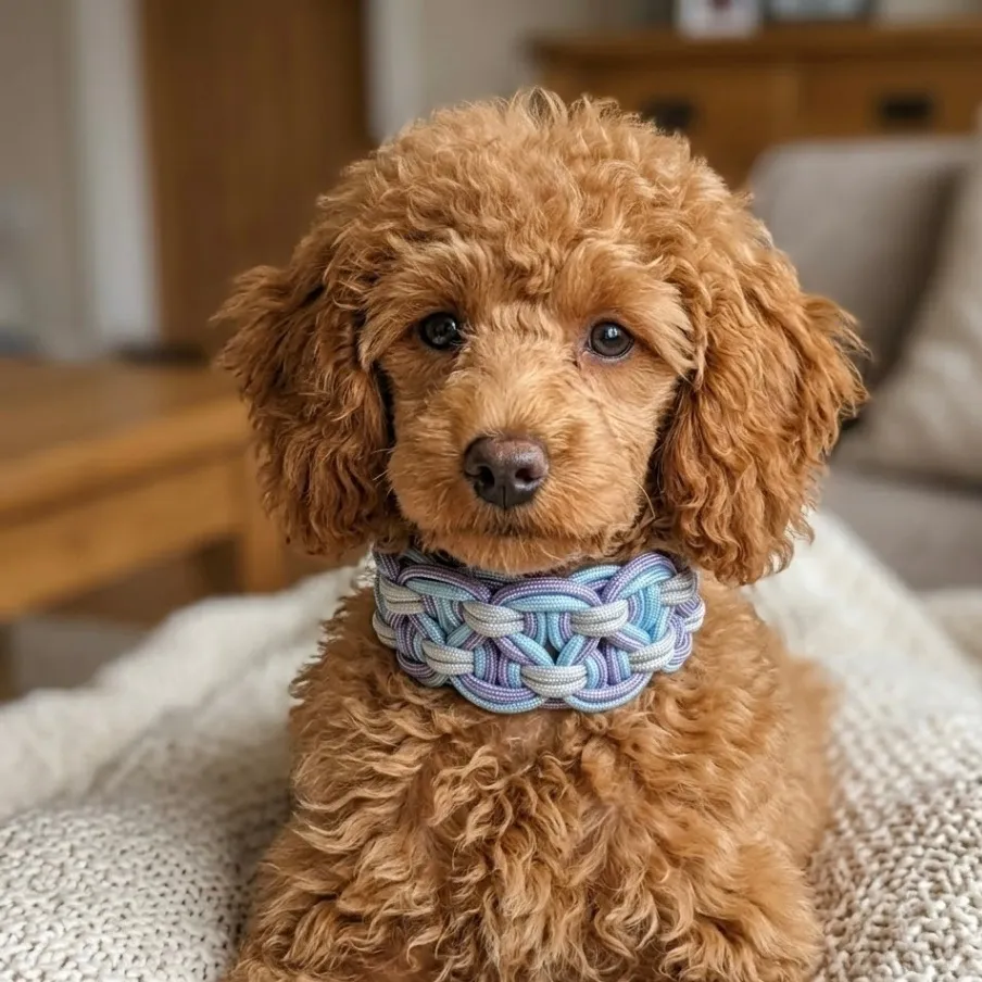 【ハンドメイド】パラコード 犬用首輪 ブルー×パープル×グレー 内径25cm 米国製バックル