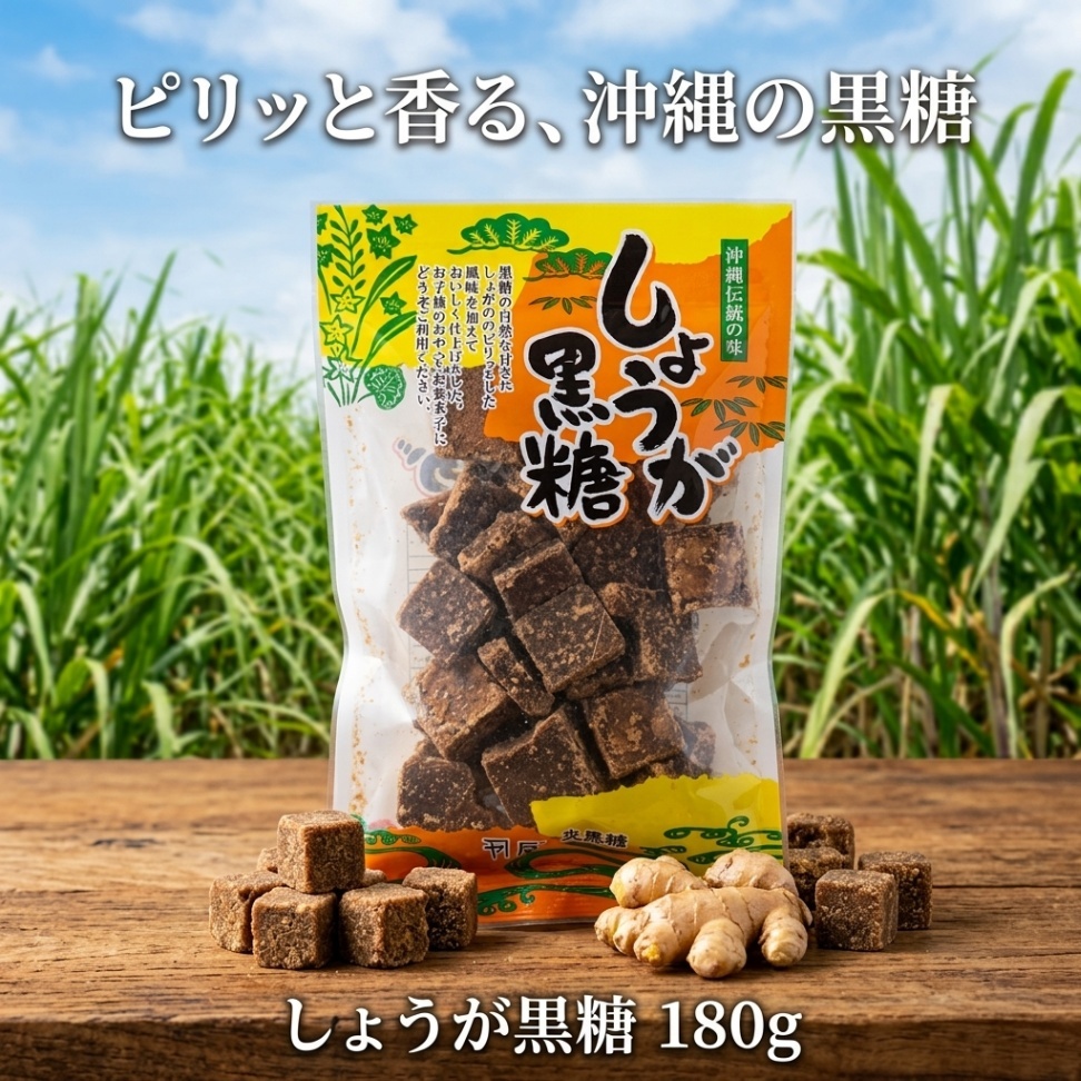 【沖縄県産】しょうが黒糖 180g｜ピリッと香る 加工黒糖