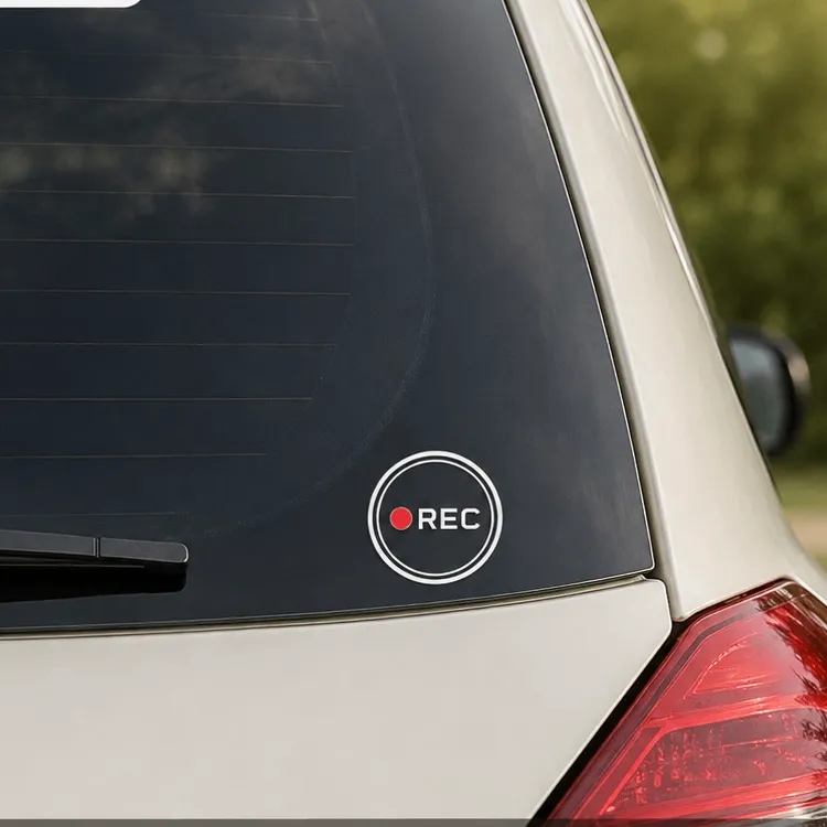小さめサイズで後続車へアピール♪ REC 車 カッティングステッカー【22】