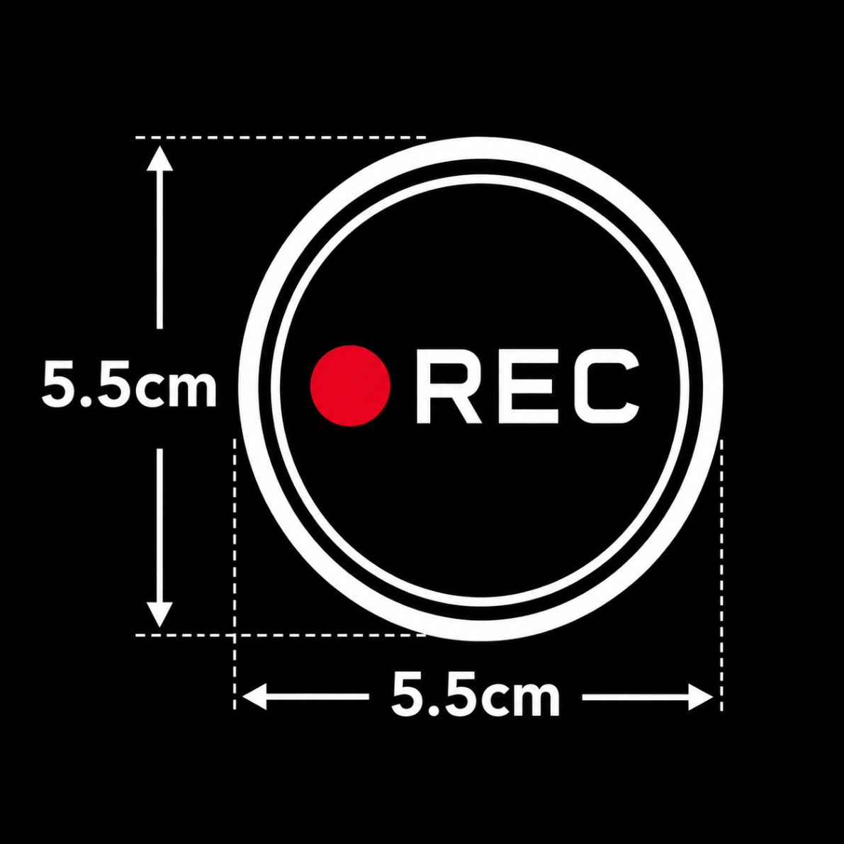 小さめサイズで後続車へアピール♪ REC 車 カッティングステッカー【22】