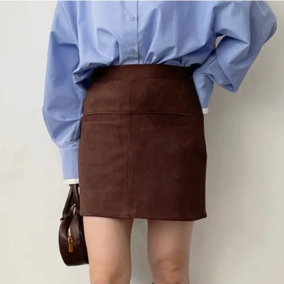 稼祭🔥Suede Switching Mini Skirt |スエード ミニスカート ダークブラウン