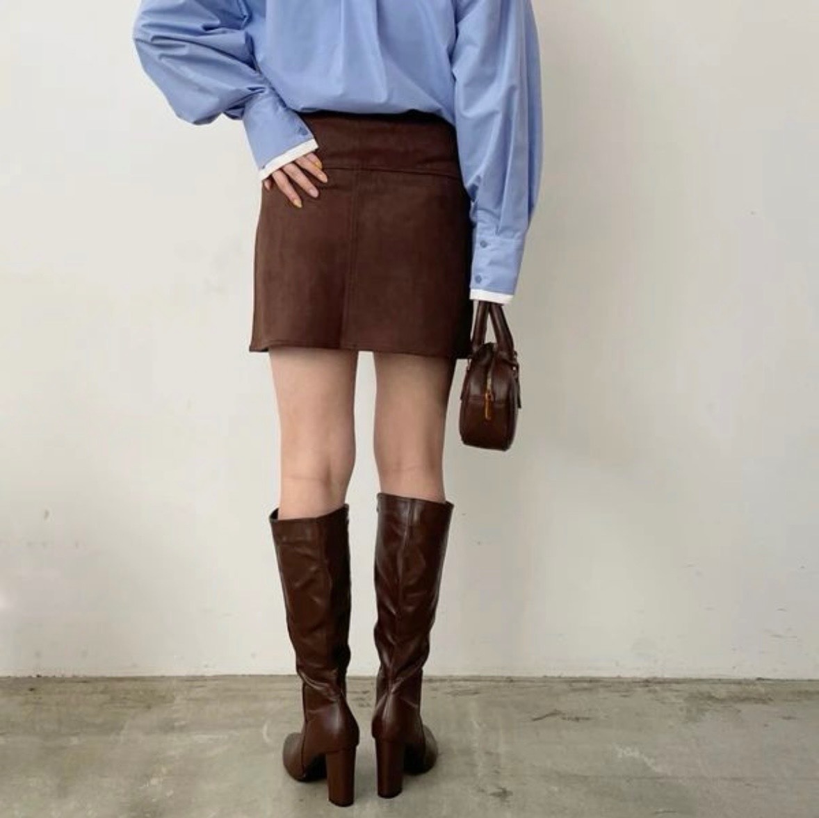 稼祭🔥Suede Switching Mini Skirt |スエード ミニスカート ダークブラウン