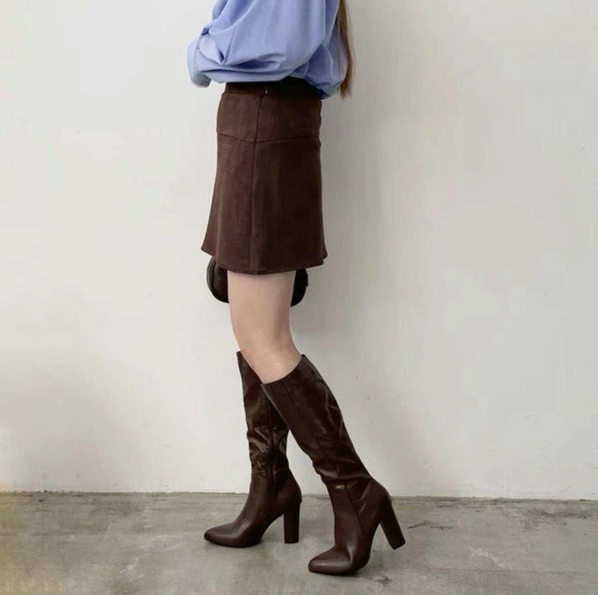 稼祭🔥Suede Switching Mini Skirt |スエード ミニスカート ダークブラウン