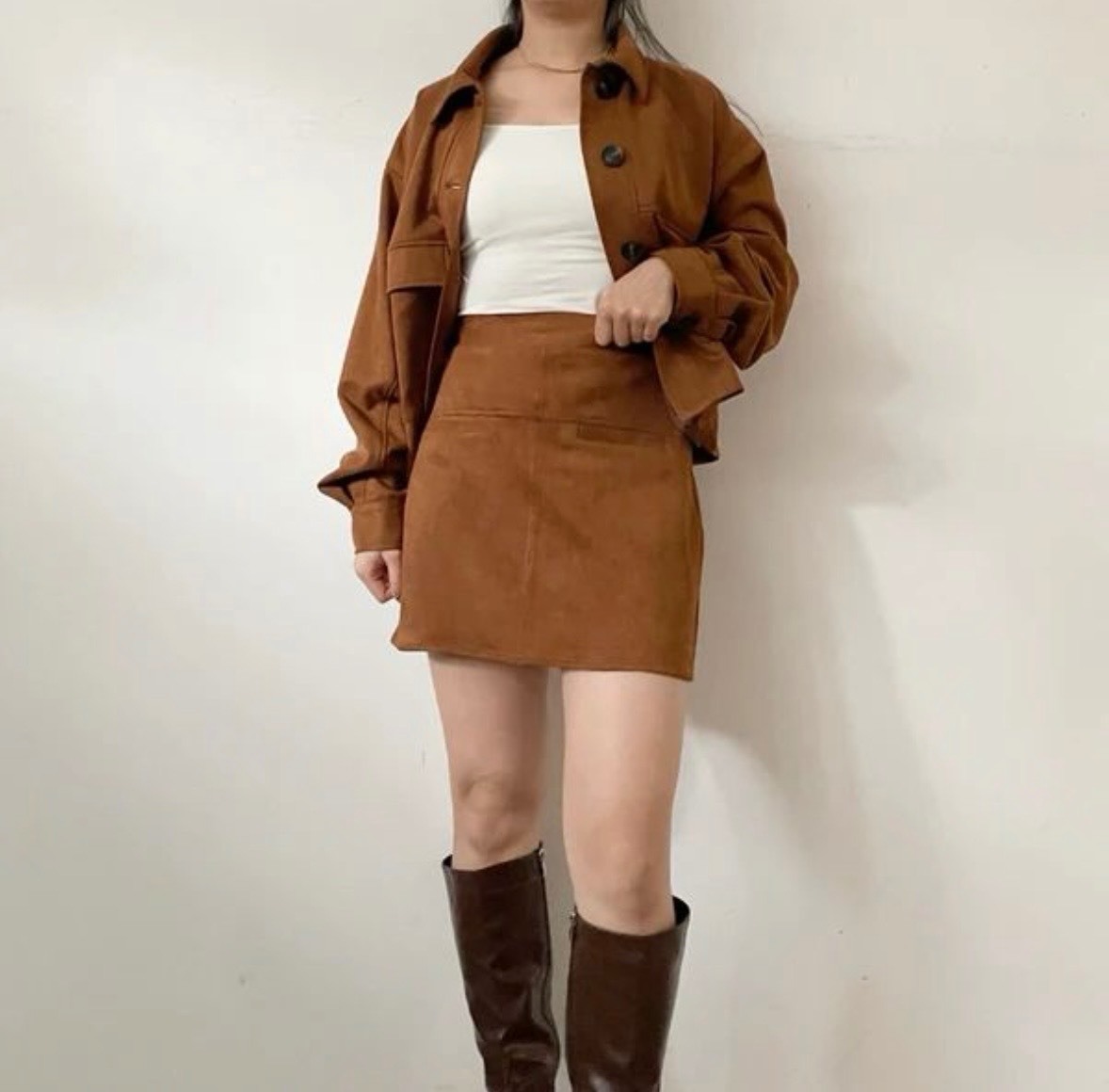 稼祭🔥Suede Switching Mini Skirt |スエード ミニスカート ブラウン