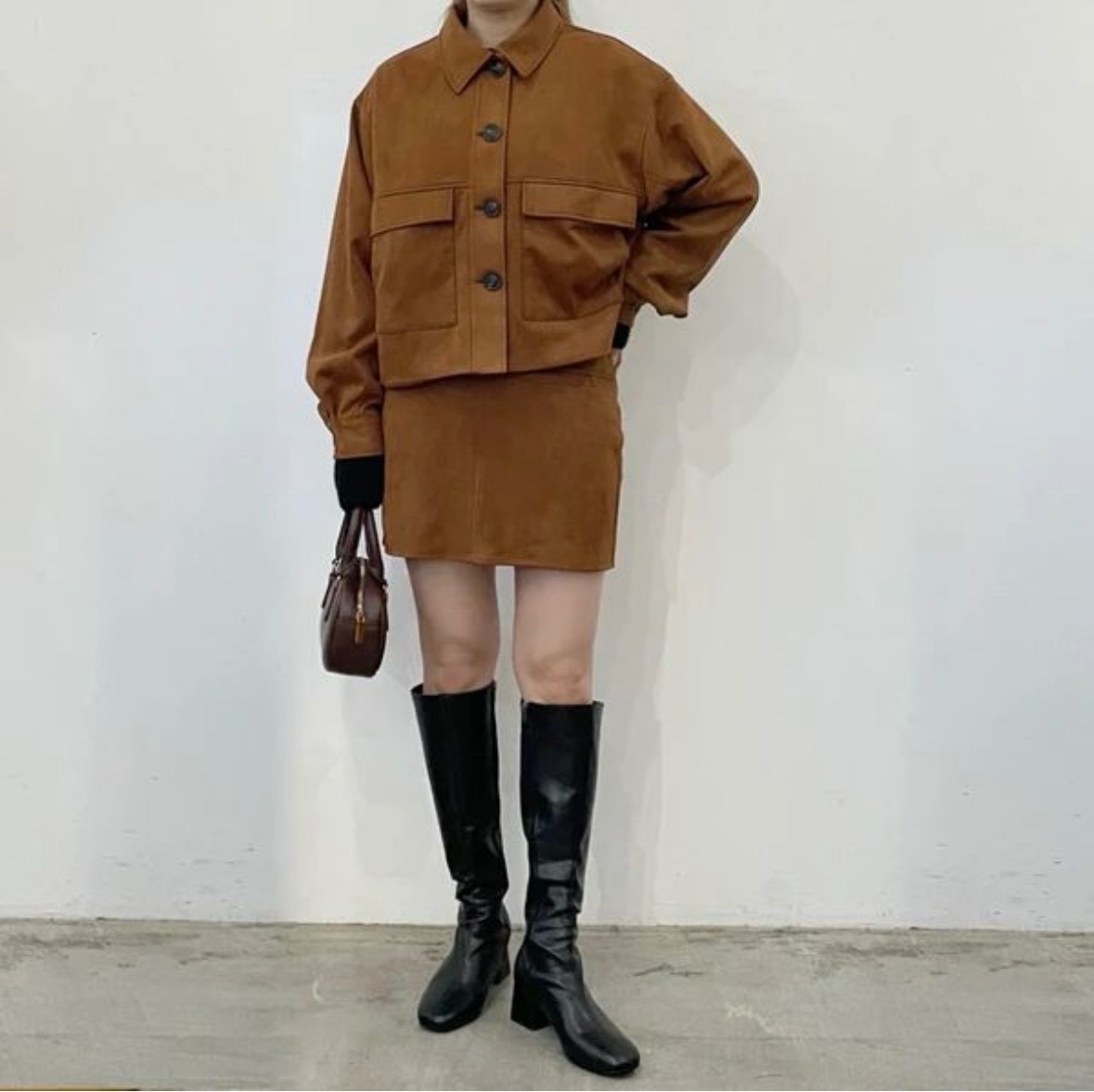 稼祭🔥Suede Switching Mini Skirt |スエード ミニスカート ブラウン