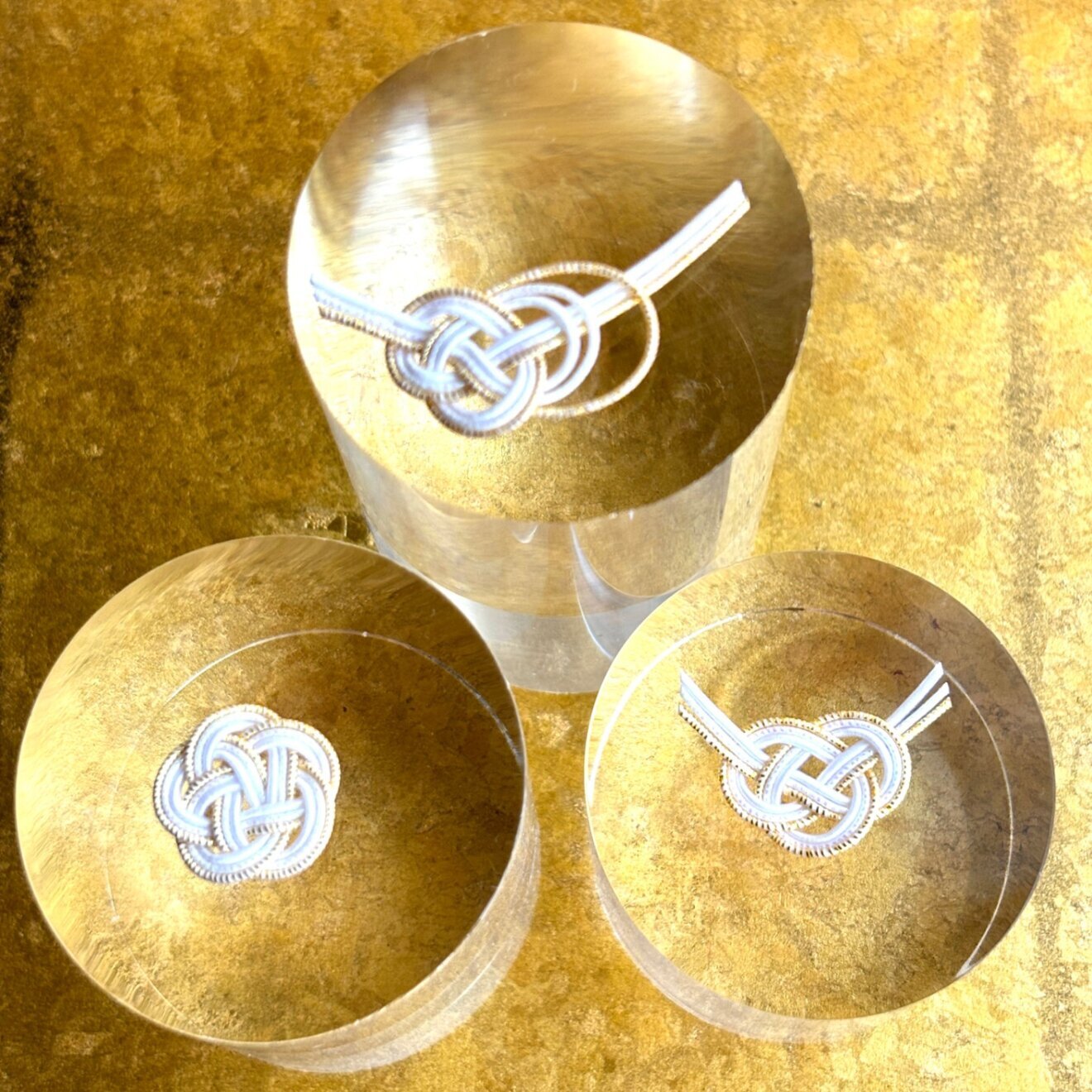 水引飾り 白×金 5点セット｜あわじ・アレンジ・梅結び選択可　ハンドメイド