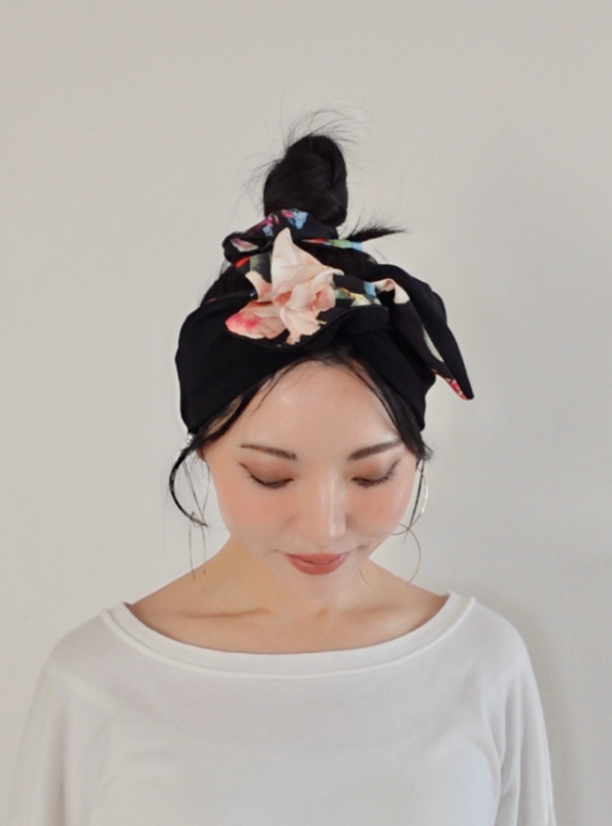 リバーシブルBloom Noir Black 着せ替えターバン 
