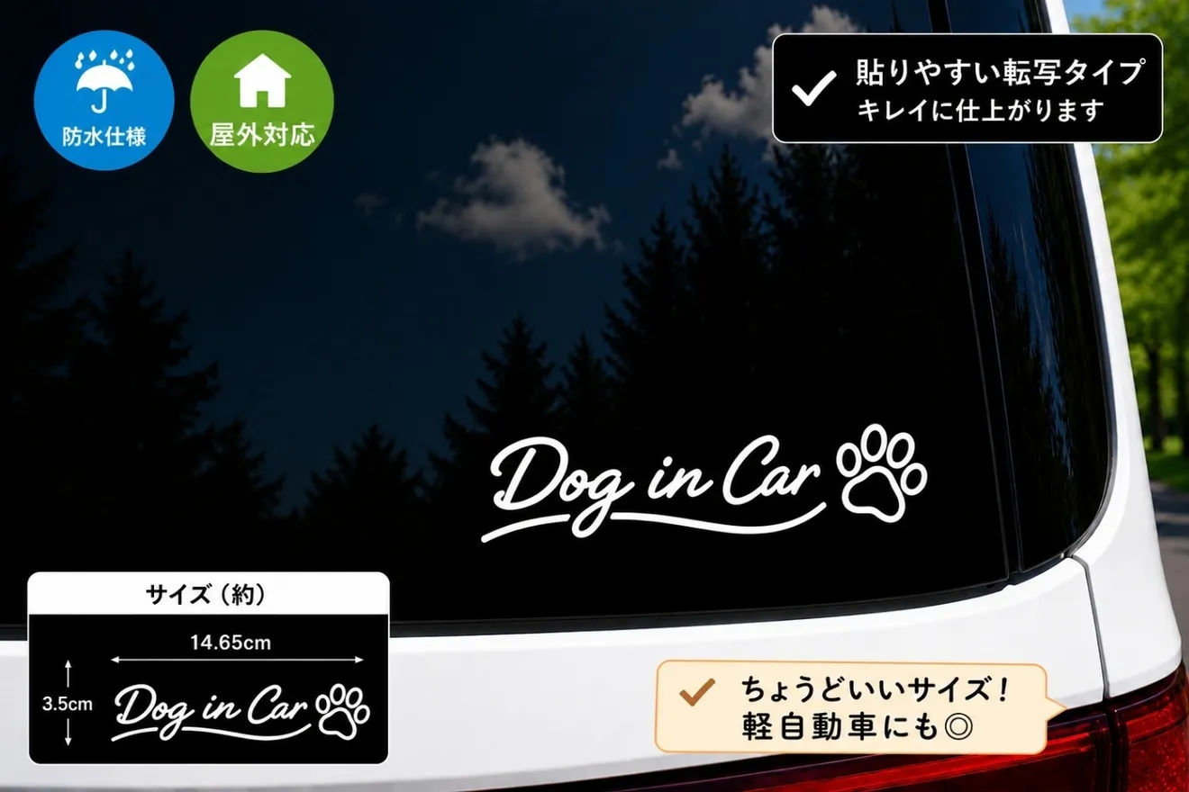 愛犬とのお出かけを可愛くアピール♪ ドッグインカー ステッカー 肉球 白【26】
