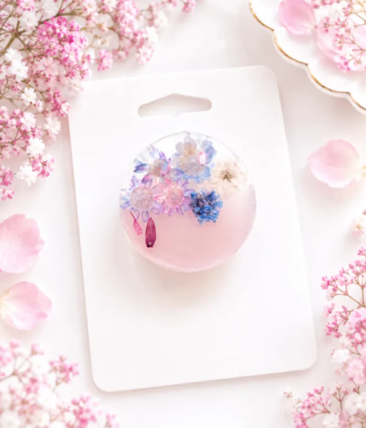 【ハンドメイド】押し花入り レジン ヘアゴム  ピンク