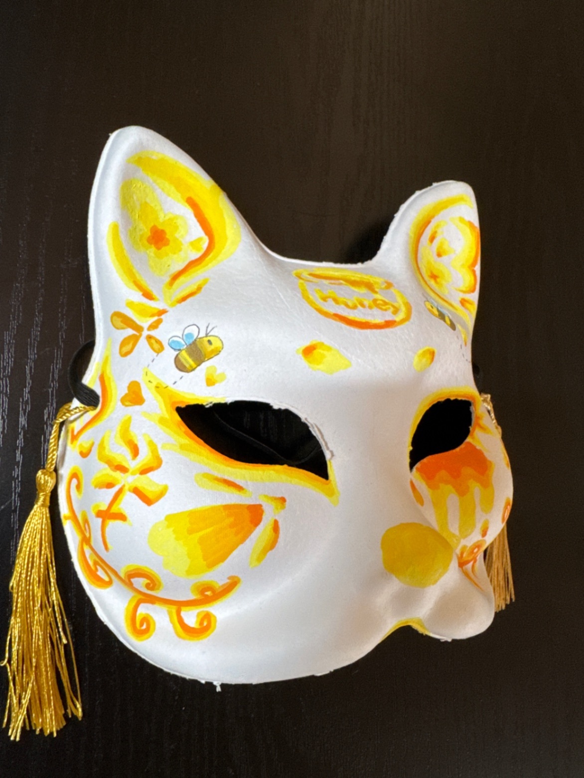 【✨ハッピーハロウィン✨】一点もの｜手描き狐面「はちみつ」＊ハンドペイント 狐のお面