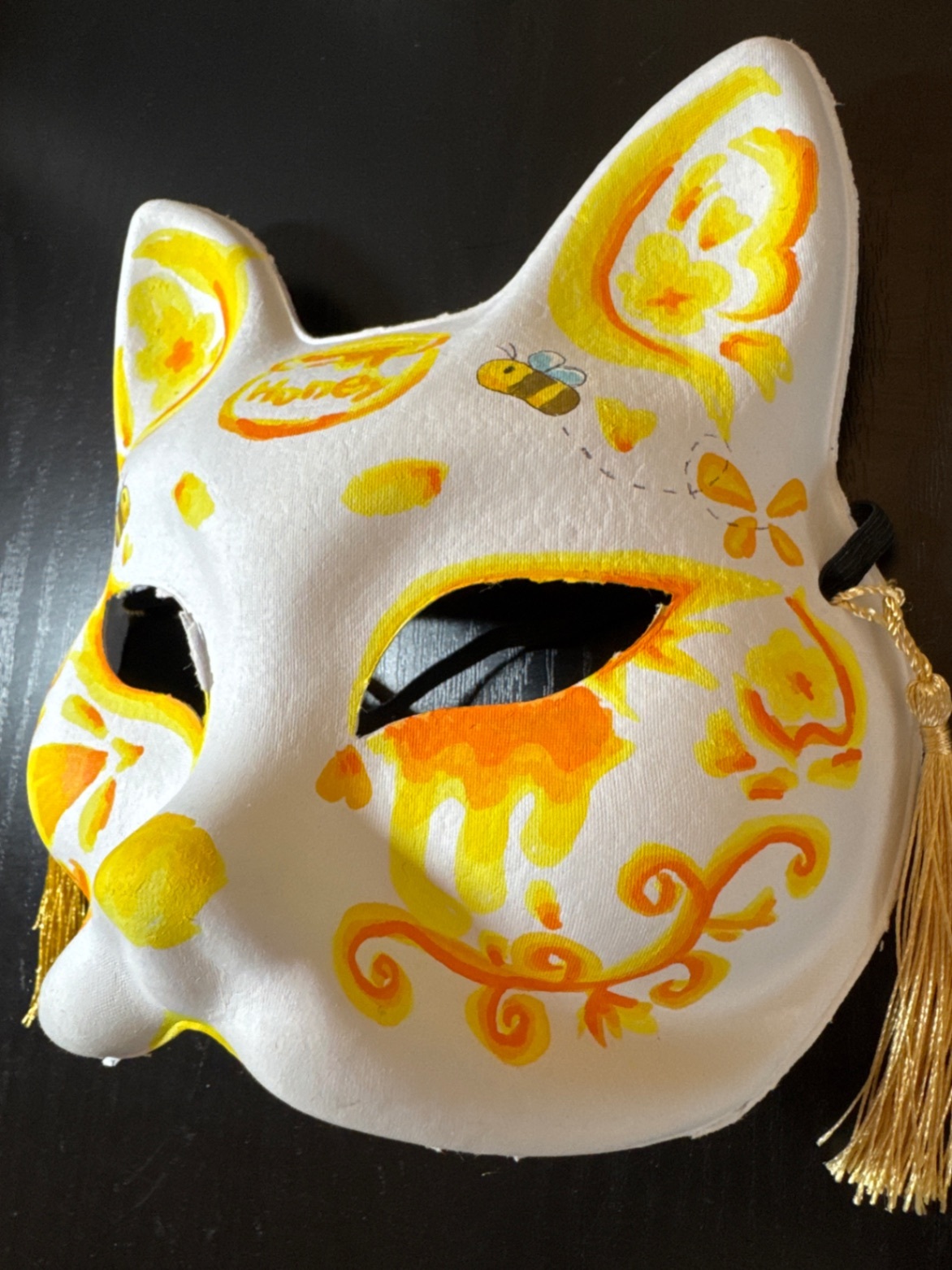 【✨ハッピーハロウィン✨】一点もの｜手描き狐面「はちみつ」＊ハンドペイント 狐のお面