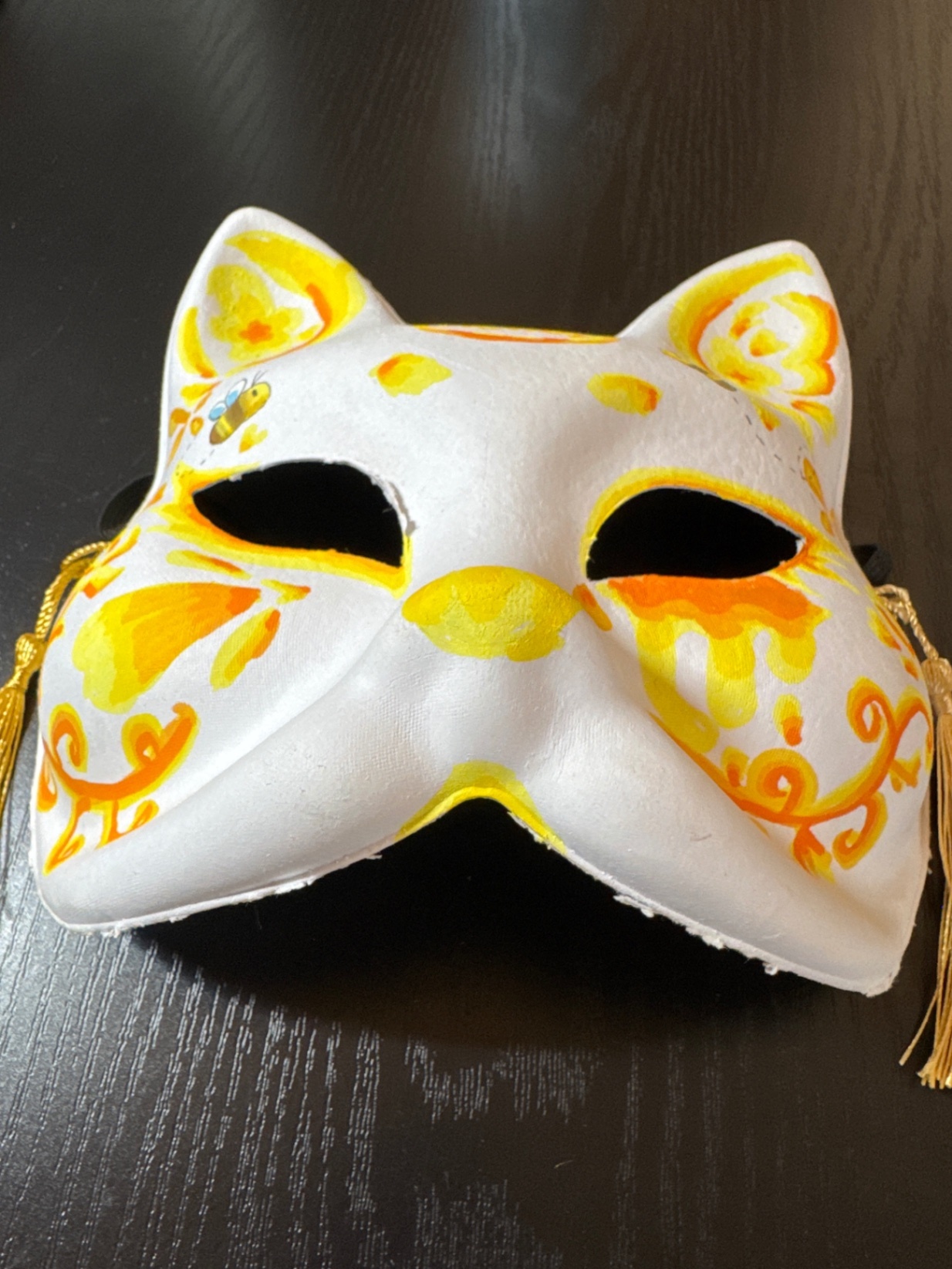 【✨ハッピーハロウィン✨】一点もの｜手描き狐面「はちみつ」＊ハンドペイント 狐のお面