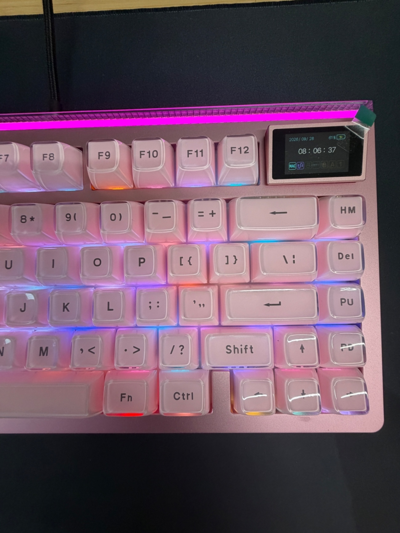 EPOMAKER GLOW75 ピンク GrayWood V4 MOAキーキャップ RGB液晶