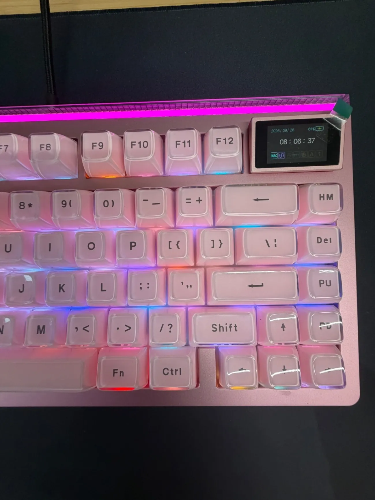 EPOMAKER GLOW75 ピンク GrayWood V4 MOAキーキャップ RGB液晶