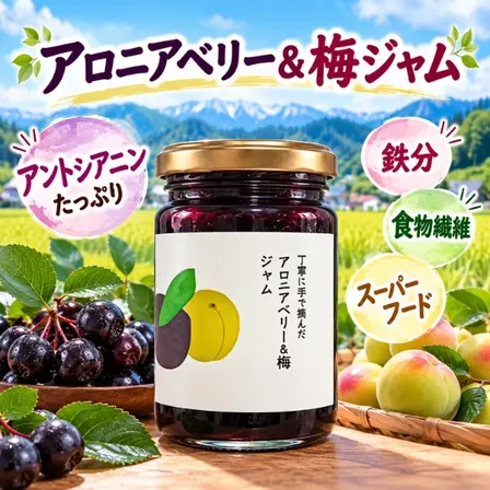 新潟県産 アロニアベリー＆梅ジャム 110g 手摘み ポリフェノール 健康資産構築