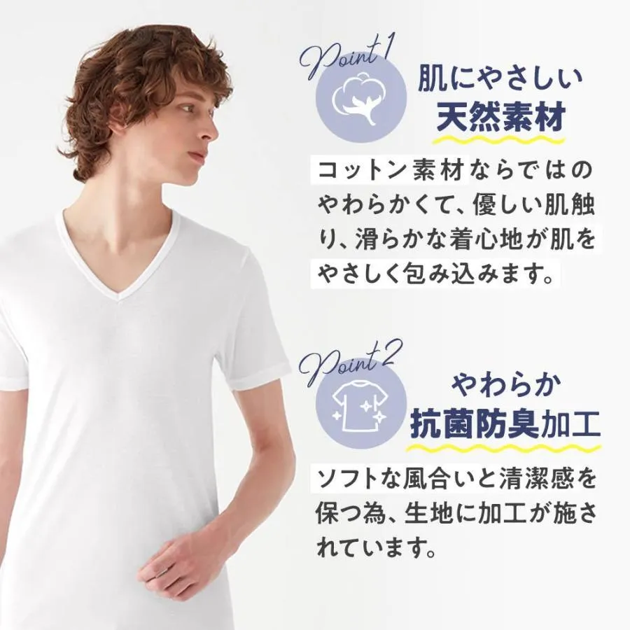 グンゼ やわらか肌着 メンズ 半袖丸首 綿100% 抗菌防臭 M L XL