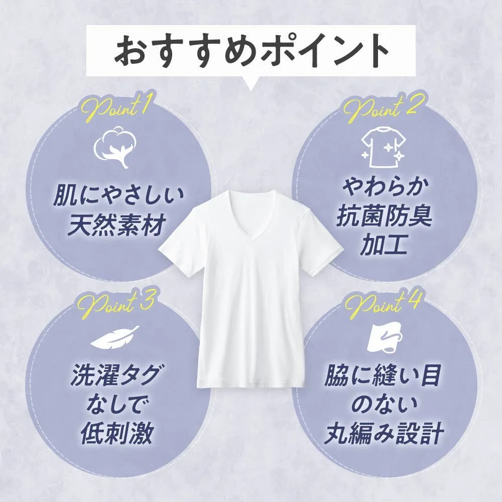 グンゼ やわらか肌着 メンズ 半袖丸首 綿100% 抗菌防臭 M L XL