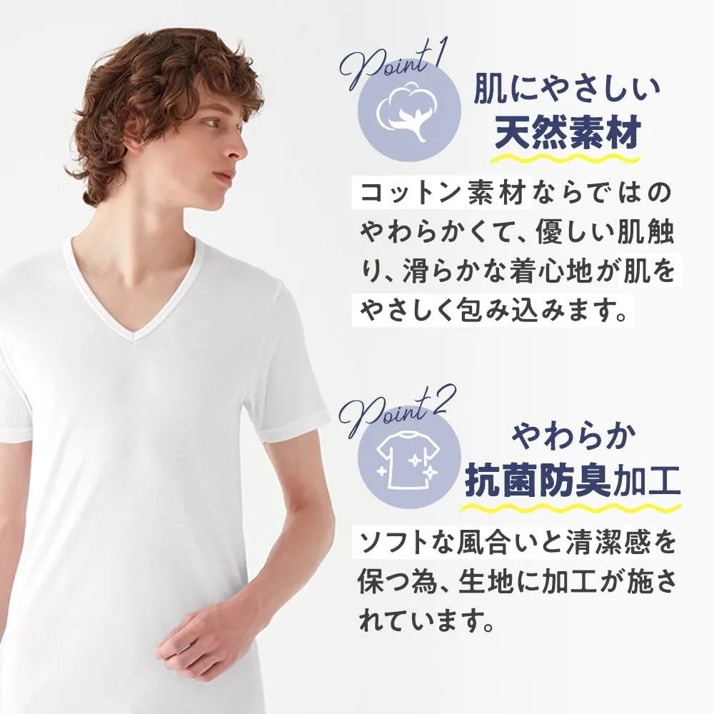 グンゼ やわらか肌着 メンズ 半袖丸首 綿100% 抗菌防臭 M L XL