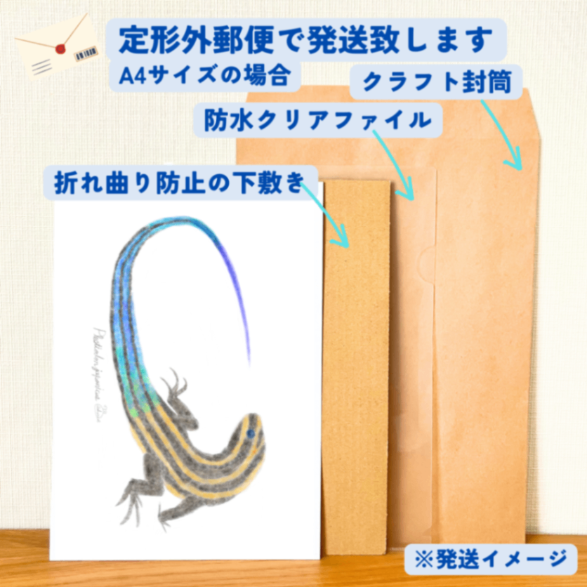 【ハンドメイド】水彩ポストカード｜トカゲ｜爬虫類イラスト