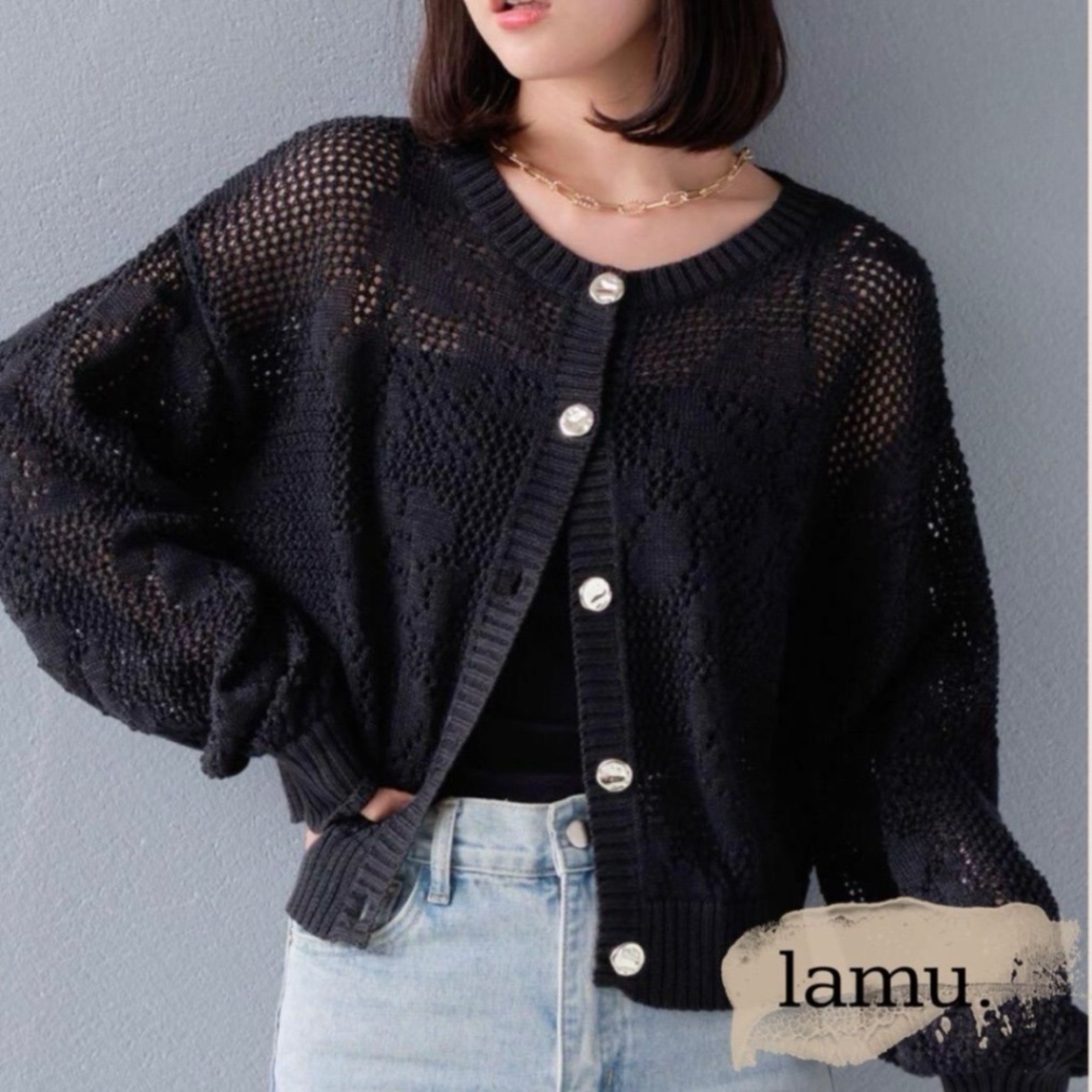 稼祭🔥【lamu.】FloralCrochetCardigan/フラワーレースクロシェカーディガン