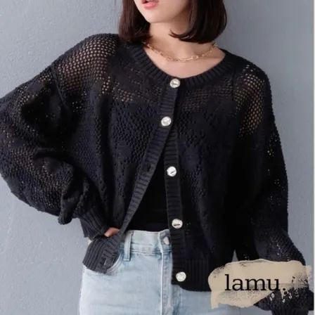 稼祭🔥【lamu.】FloralCrochetCardigan/フラワーレースクロシェカーディガン