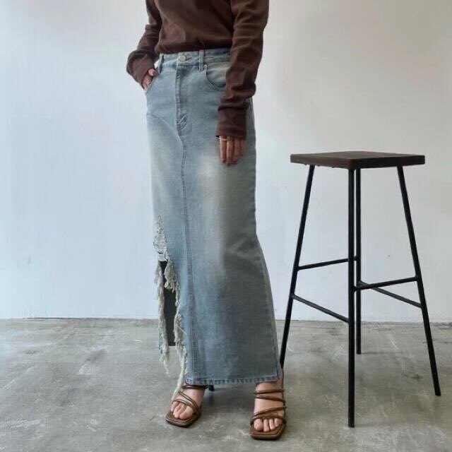 稼祭🔥【lamu.】VintageDenimLongSkirt|ヴィンテージ風デニムロングスカート