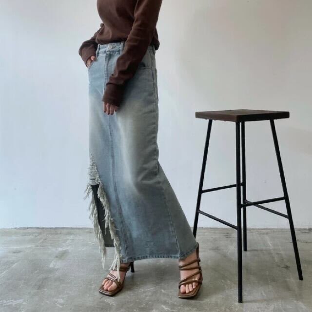 稼祭🔥【lamu.】VintageDenimLongSkirt|ヴィンテージ風デニムロングスカート