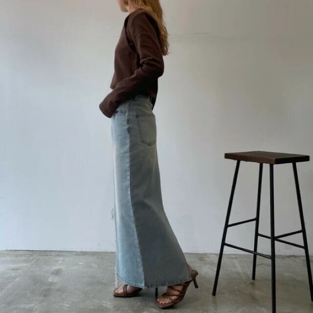稼祭🔥【lamu.】VintageDenimLongSkirt|ヴィンテージ風デニムロングスカート