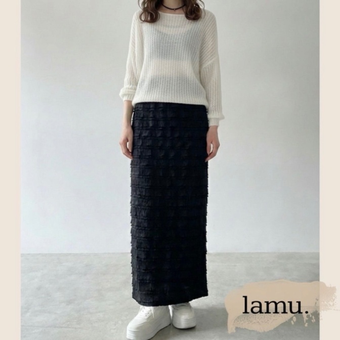 稼祭🔥【lamu.】SoftFrillLayeredSkirt|フリルティアードスカート ブラック