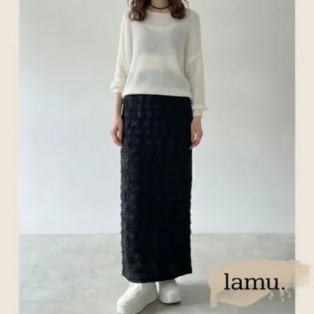 稼祭🔥【lamu.】SoftFrillLayeredSkirt|フリルティアードスカート ブラック