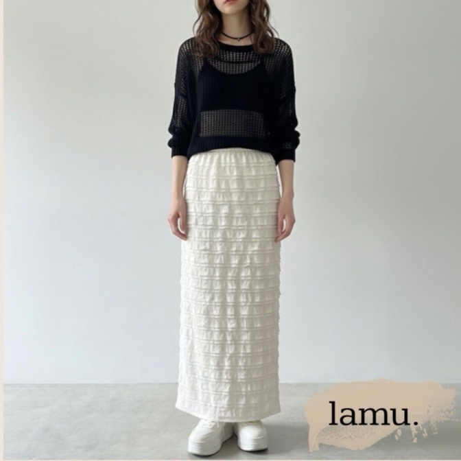 稼祭🔥【lamu.】SoftFrillLayeredSkirt|フリルティアードスカート ホワイト