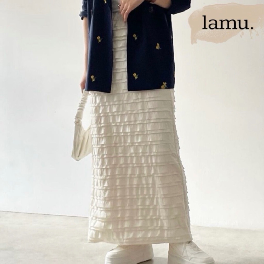 稼祭🔥【lamu.】SoftFrillLayeredSkirt|フリルティアードスカート ホワイト