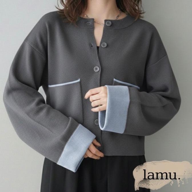 稼祭🔥DoubleFaceColor AccentCardigan|ダブルフェイスニットカーディガン