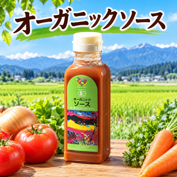 エシカル商品 福祉 オーガニックソース 200ml 有機JAS認証 有機中濃ソース ハナウェル