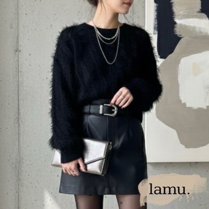 稼祭🔥【lamu.】fringe knit short pullover |フリンジニット ミックス