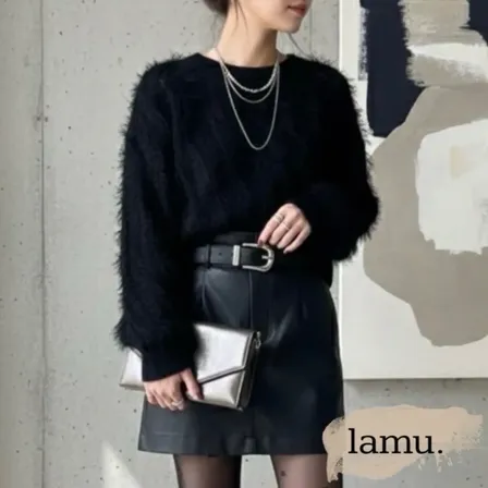 稼祭🔥【lamu.】fringe knit short pullover |フリンジニット ミックス