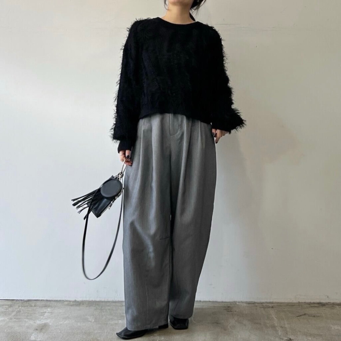 稼祭🔥【lamu.】fringe knit short pullover |フリンジニット ミックス