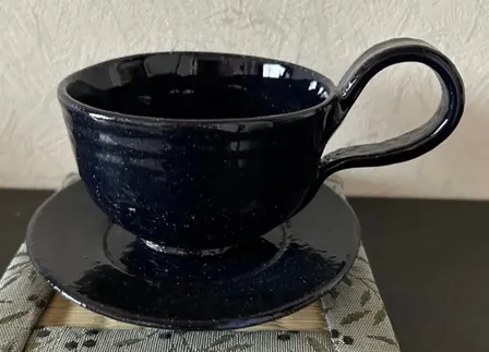 コーヒカップ(ルリ) ソーサー 器 和食器 陶器 受賞作家 手作り 一点物 ③