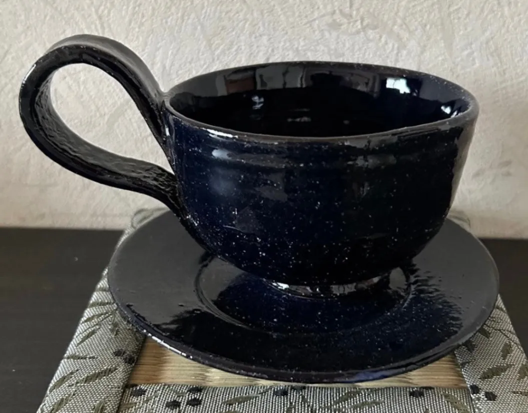 コーヒカップ(ルリ) ソーサー 器 和食器 陶器 受賞作家 手作り 一点物 ③