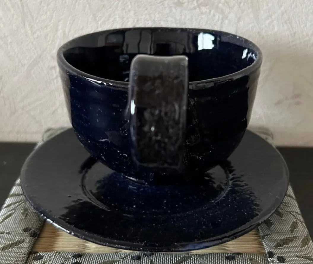 コーヒカップ(ルリ) ソーサー 器 和食器 陶器 受賞作家 手作り 一点物 ③