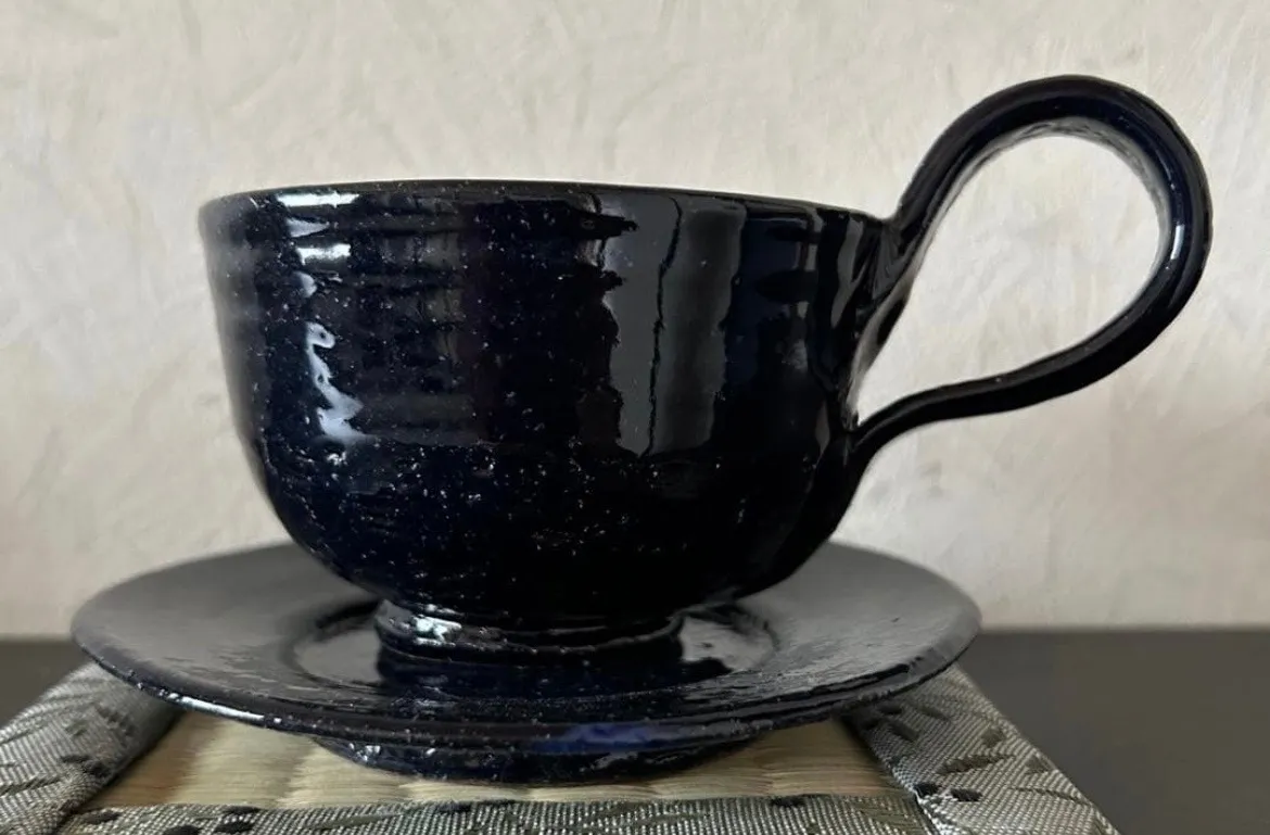 コーヒカップ(ルリ) ソーサー 器 和食器 陶器 受賞作家 手作り 一点物 ③