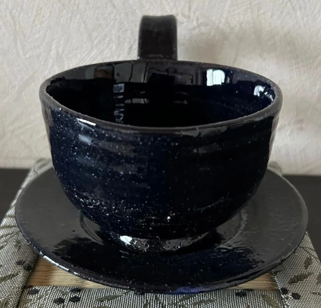 コーヒカップ(ルリ) ソーサー 器 和食器 陶器 受賞作家 手作り 一点物 ③