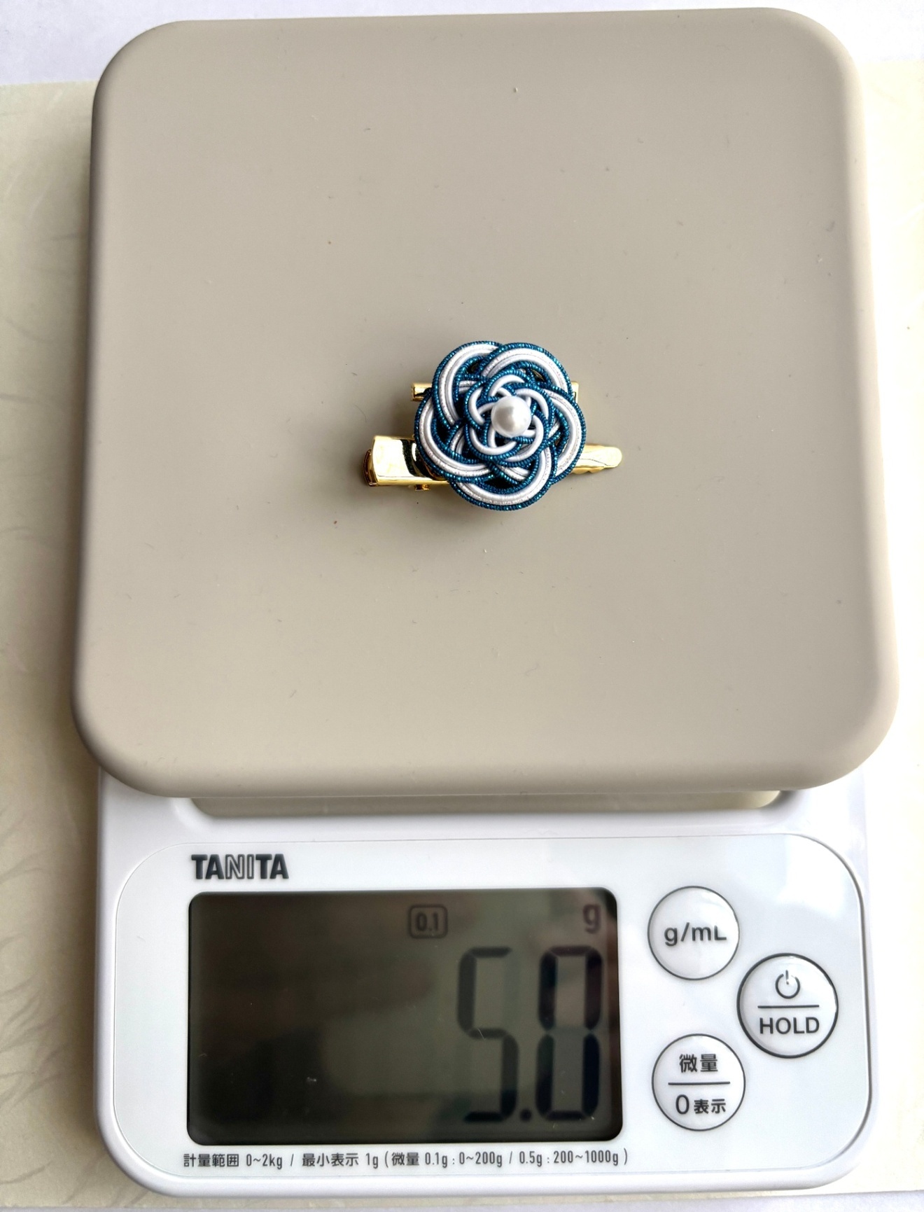 水引2WAYブローチ・ヘアクリップ｜青×白｜ハンドメイド