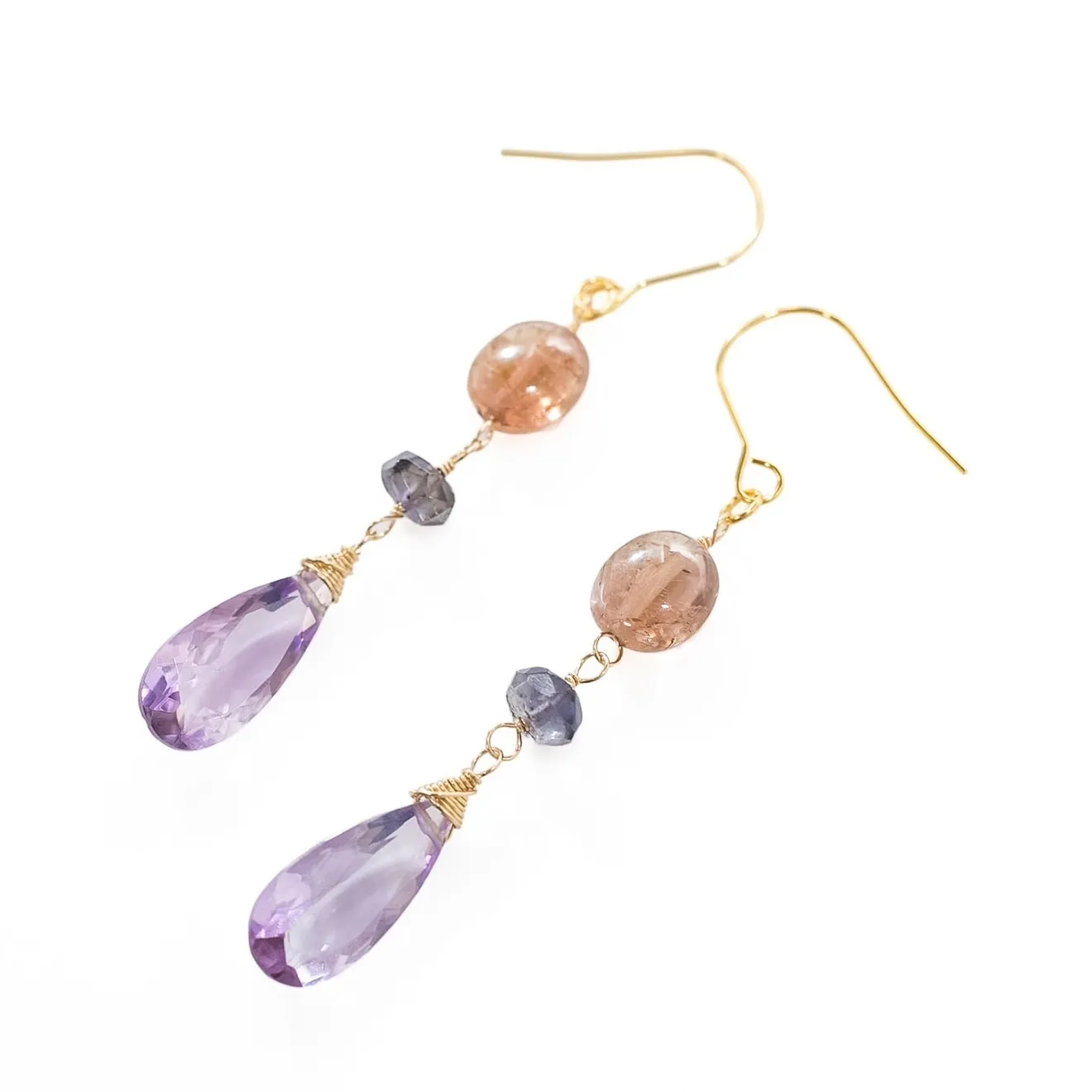 【ハンドメイド】淡水パール アメトリン シンプルピアス