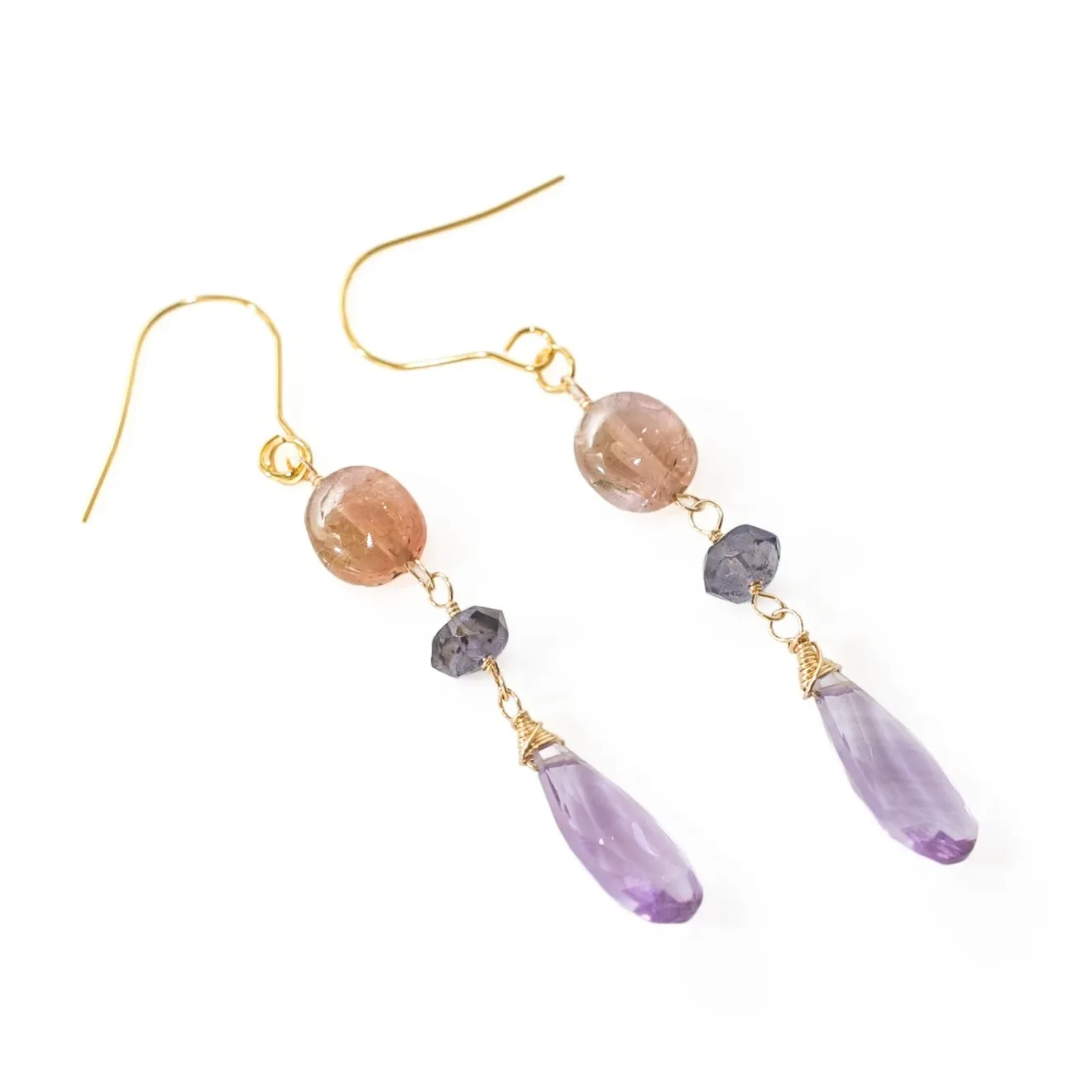 【ハンドメイド】淡水パール アメトリン シンプルピアス