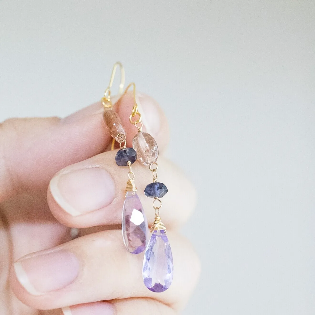 【ハンドメイド】淡水パール アメトリン シンプルピアス