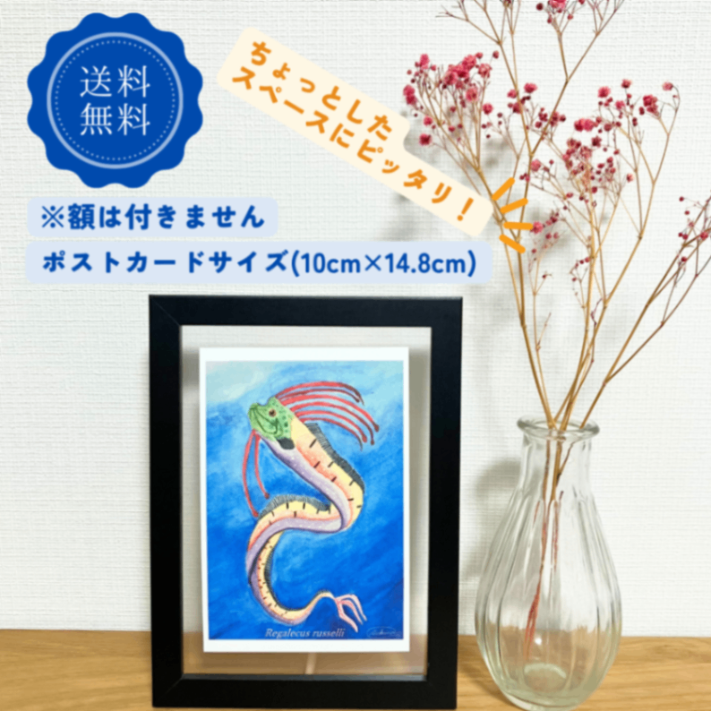 【ハンドメイド】水彩ポストカード｜リュウグウノツカイ｜深海のイラスト