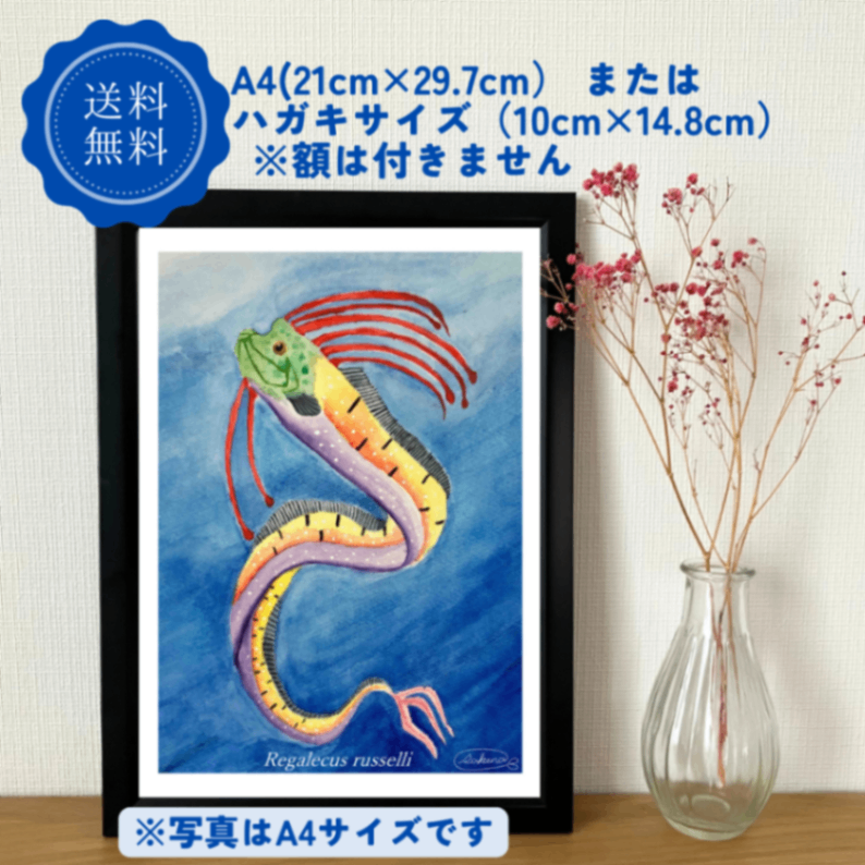 【ハンドメイド】水彩ポストカード｜リュウグウノツカイ｜深海のイラスト