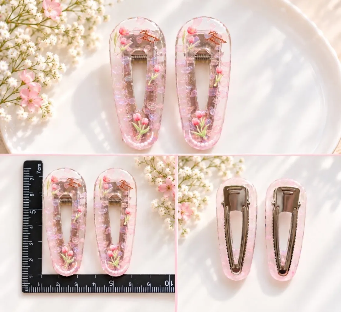【ハンドメイド】チューリップのレジンヘアピン 2個セット